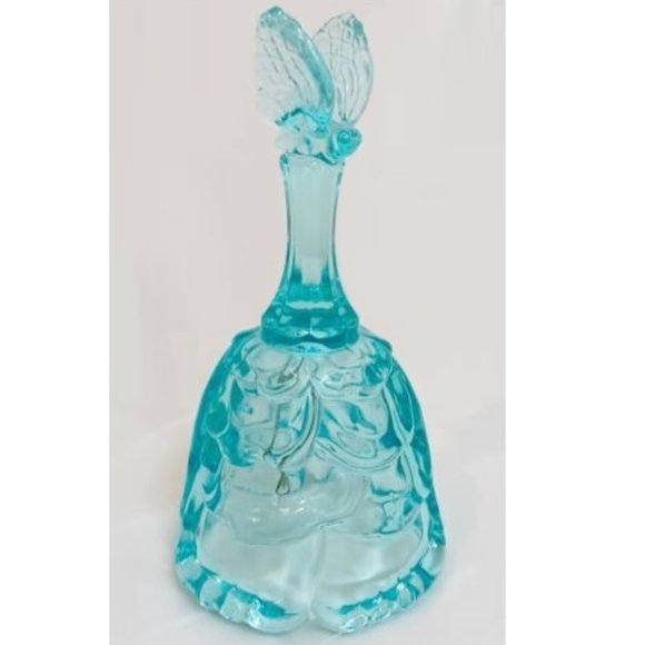 Fenton Teal Blue Butterlfly Drape Bell  -  Vintage 1990s  -  Beautiful condition - Picture 1 of 8